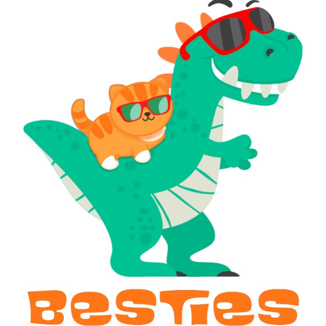 Besties a Cat and Dinosaur Baby T-Shirt (Creator Uploaded)