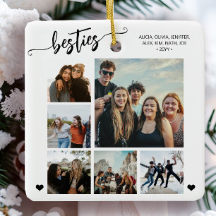 Besties best friend 6 photo modern keepsake ceramic ornament
