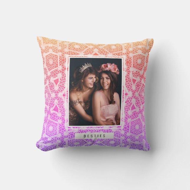 Besties Best Friend Photo Colourful Ombre Cushion (Front)