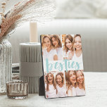 Besties | Best Friends 4 Photo Collage Plaque<br><div class="desc">Commemorate a friendship with this beautiful photo collage plaque featuring 4 favourite photos,  with “besties” in the centre in light mint green brush script lettering.</div>