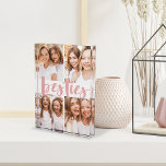 Besties | Best Friends Custom Collage Photo Block<br><div class="desc">Celebrate friendship with your besties with this beautiful acrylic photo collage block featuring 4 favourite photos,  with “besties” in the centre in blush pink hand lettered brush script.</div>
