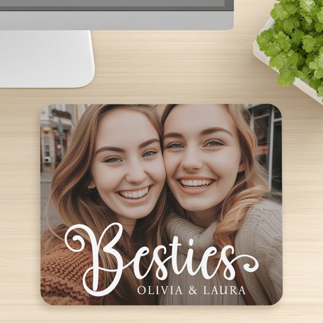 Besties best friends custom names photo mouse pad (Besties best friends custom names photo mouse pad)