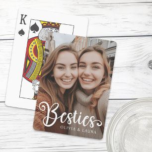 Besties best friends custom names photo playing cards