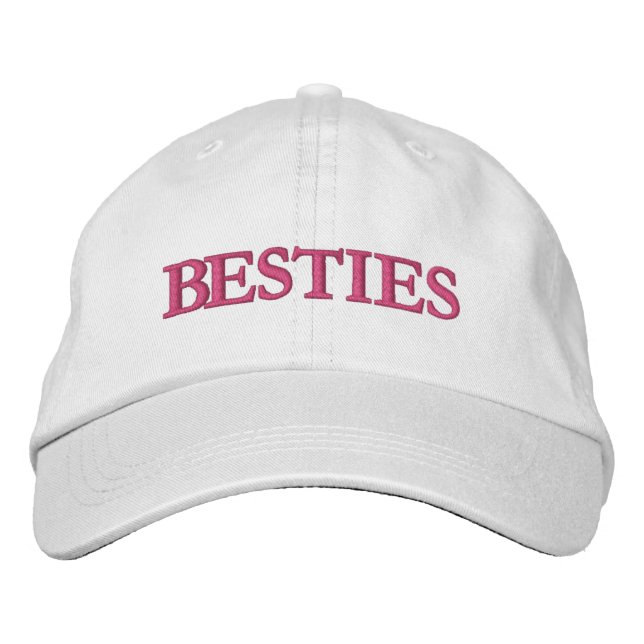 Besties Best Friends Modern Typography Custom Embroidered Hat (Front)