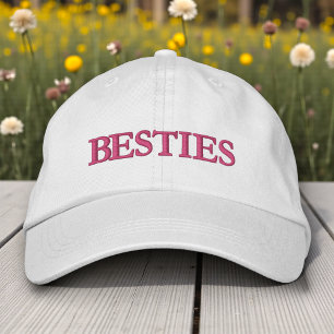 Besties Best Friends Modern Typography Custom Embroidered Hat