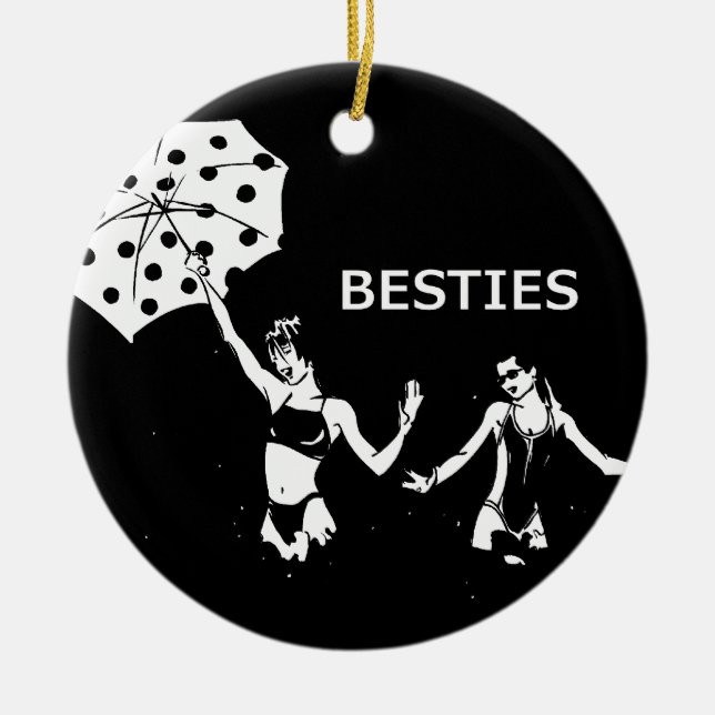 Besties Best Friends on the Beach Ceramic Tree Decoration (Front)