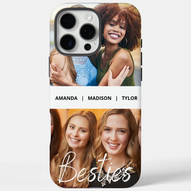 Besties | Best Friends Personalised Names Photo Case-Mate iPhone Case (Back)