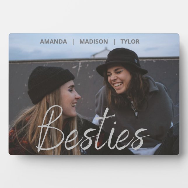 Besties | Best Friends Personalised Names Photo Plaque (Front)