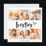Besties Best Friends Photo Collage Card<br><div class="desc">Treasure your unforgettable moments of friendship with our Best Friends Photo Collage Poster. This modern and stylish frame features the word "besties" in bold typography and includes a customisable collage where you can display your favourite pictures with your best friend. It serves as a thoughtful personalised gift or a cherished...</div>