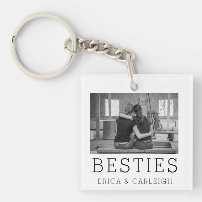 Besties Best Friends Photo Custom Key Ring (Front)