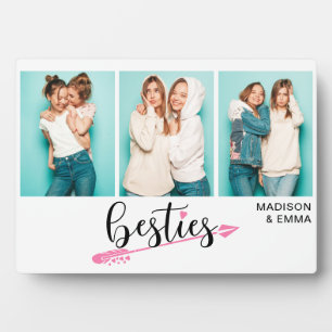 Besties Best Friends Three Photo Personalised Name Plaque