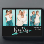Besties Best Friends Three Photo Personalised Name Plaque<br><div class="desc">This modern design features three of your favourite photos with the text "besties" in fun typography with your personalised names. Personalised by editing the text in the text boxes provided. #photo #photogifts #gifts #gift #giftsforher #girly #bffs #bestfriends #bffgifts #birthdaygifts #holidaygifts #personalizedgifts #name #personalised</div>