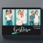Besties Best Friends Three Photo Personalised Name Plaque<br><div class="desc">This modern design features three of your favourite photos with the text "besties" in fun typography with your personalised names. Personalised by editing the text in the text boxes provided. #photo #photogifts #gifts #gift #giftsforher #girly #bffs #bestfriends #bffgifts #birthdaygifts #holidaygifts #personalizedgifts #name #personalised</div>