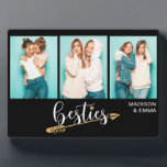 Besties Best Friends Three Photo Personalised Name Plaque<br><div class="desc">This modern design features three of your favourite photos with the text "besties" in fun typography with your personalised names. Personalised by editing the text in the text boxes provided. #photo #photogifts #gifts #gift #giftsforher #girly #bffs #bestfriends #bffgifts #birthdaygifts #holidaygifts #personalizedgifts #name #personalised</div>