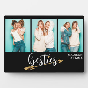 Besties Best Friends Three Photo Personalised Name Plaque