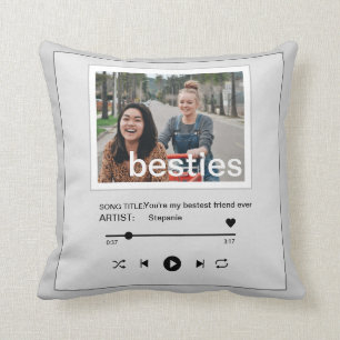 Besties bestfriend music player funny photo cushion