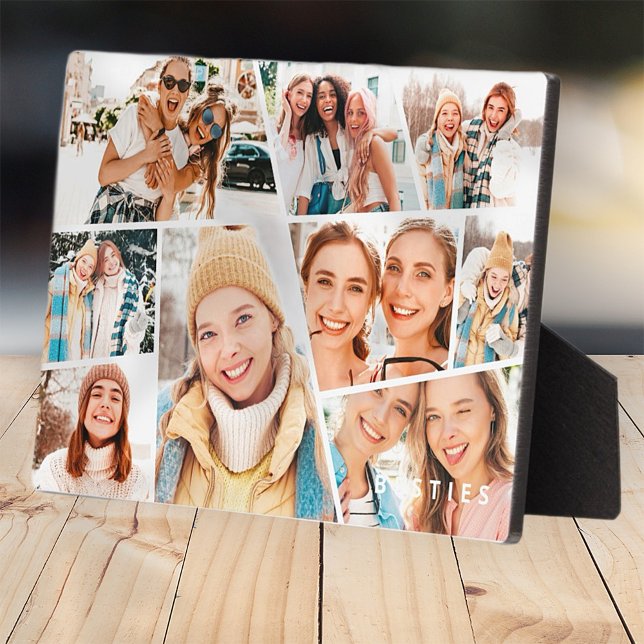Besties Bestfriends Modern Simple 9 Images Collage Plaque (Creator Uploaded)