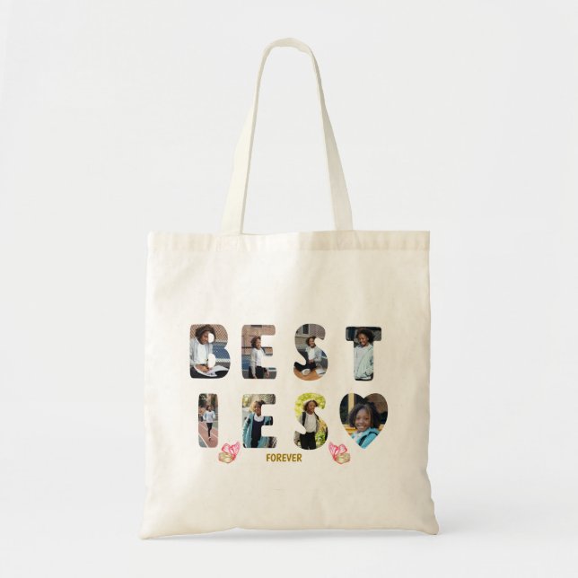 Besties BFF Friends Forever 8 Photo Image Tote Bag (Front)