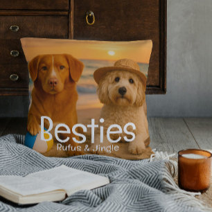 Besties BFF Friends Name Personalized Photo Cushion