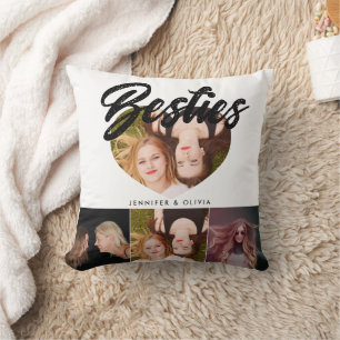 Besties   Black and White   Photo Collage Cushion