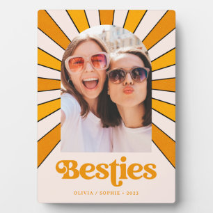 Besties   Boho Retro Sun and Photo Best Friends Plaque