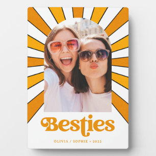 Besties Boho Retro Sun and Photo Best Friends Plaque