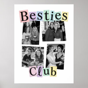 Besties Club Four Photo Collage Poster