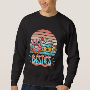 Besties Coffee and Donut Kawaii Matching Design Sweatshirt