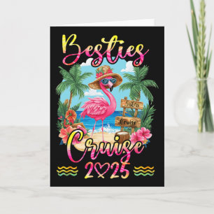 Besties Cruise 2025 Tie Dye Flamingo Cruise Squad Card