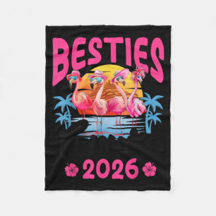 Besties Cruise 2026 Flamingo Summer Best Friend Fleece Blanket
