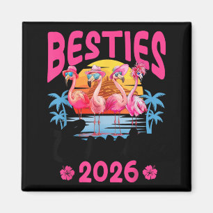 Besties Cruise 2026 Flamingo Summer Friend Magnet