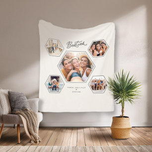 Besties Custom 5 Photo Collage Friendship Keepsake Fleece Blanket