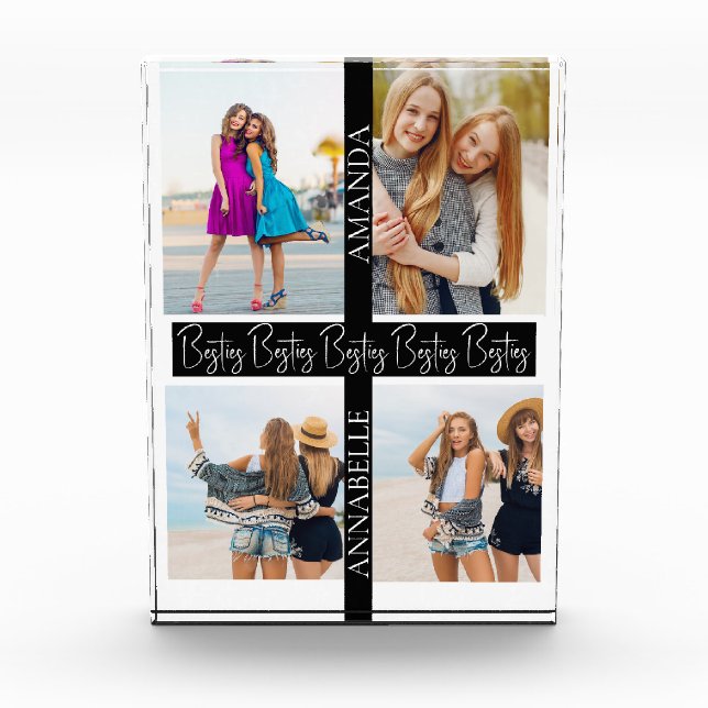 Besties Custom names | Best Friends Custom Collage Photo Block (Front)