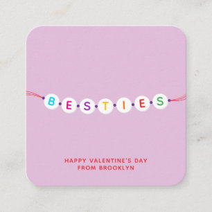 Besties cute friendship bracelet purple Valentines Enclosure Card