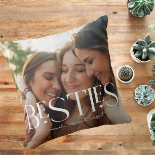 Besties Elegant Two Photo Serif Overlay Cushion