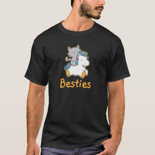 Besties For Girl Cat Unicorn Rainbow T-Shirt