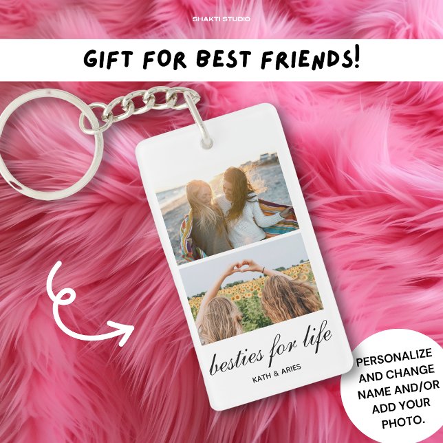 Besties For Life Best Friend Gift Photo Acrylic Key Ring (Creator Uploaded)