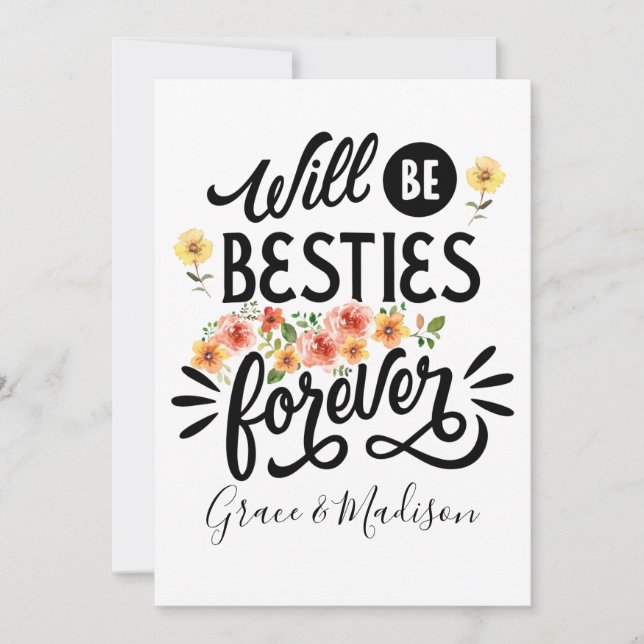 Besties for Life BFF Friends Forever Gift Holiday Card (Front)