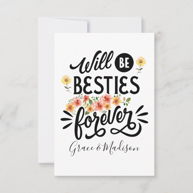 Besties for Life BFF Friends Forever Gift Thank You Card (Front)