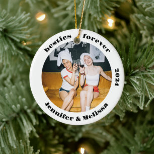 Besties Forever Best Friend Photo Christmas Ceramic Ornament