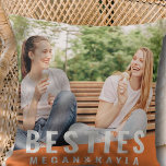 Besties Forever Best Friends BFF Modern Chic Photo Cushion<br><div class="desc">This simple and modern design is composed of sans serif typography. Add custom photo of you and your best friend.</div>