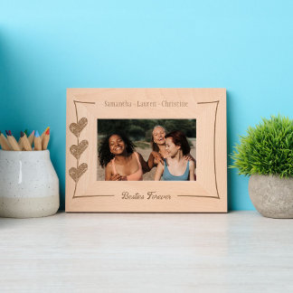 Besties Forever Best Friends Hearts Custom Names Etched Frames