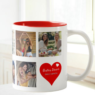 Besties Forever, BFF 9 Custom Photo & Heart,Modern Two-Tone Coffee Mug