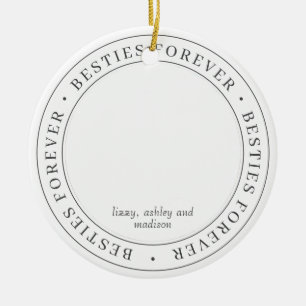 Besties Forever BFF Simple Modern Custom Photo Ceramic Ornament