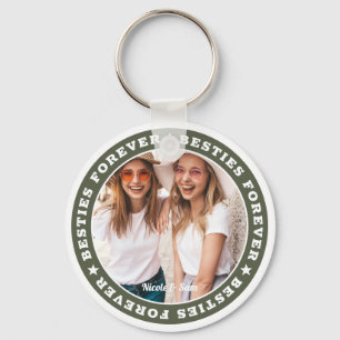 Besties Forever BFF Simple Modern Custom Photo Key Ring