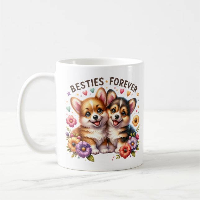 Besties Forever Corgi Pup Mug (Left)
