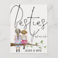 Besties Forever Friends Names Girls Script Postcar