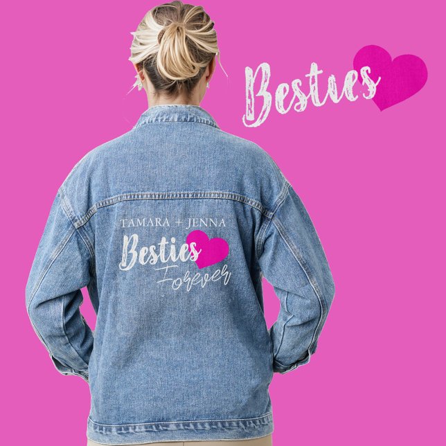 Besties Forever heart custom names Denim Jacket (Creator Uploaded)