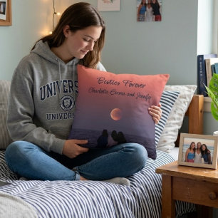 Besties Forever Named Moonrise Photo Gift Cushion