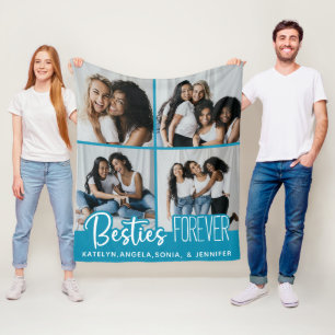 Besties Forever Personalised 4 Photo Collage Fleece Blanket
